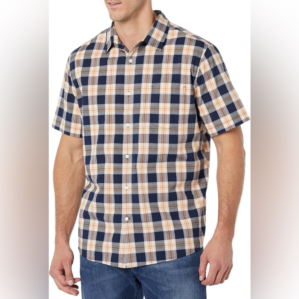 Amazon Essentials Men’s Plaid Short Sleeve Button Up Shirt XS NEW